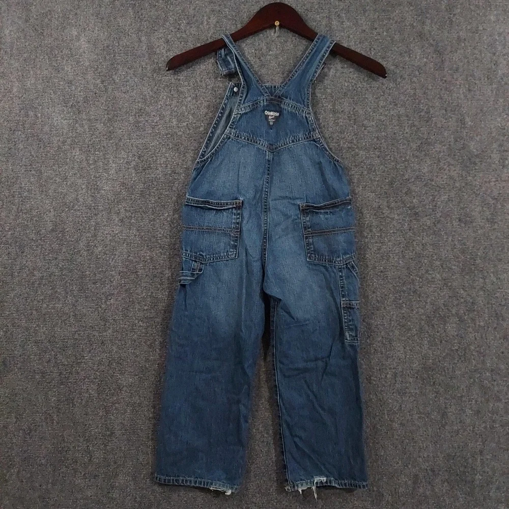 OshKosh B'gosh Overalls Kids 5T Blue Denim VESTBAK Logo Pockets Casual Play
